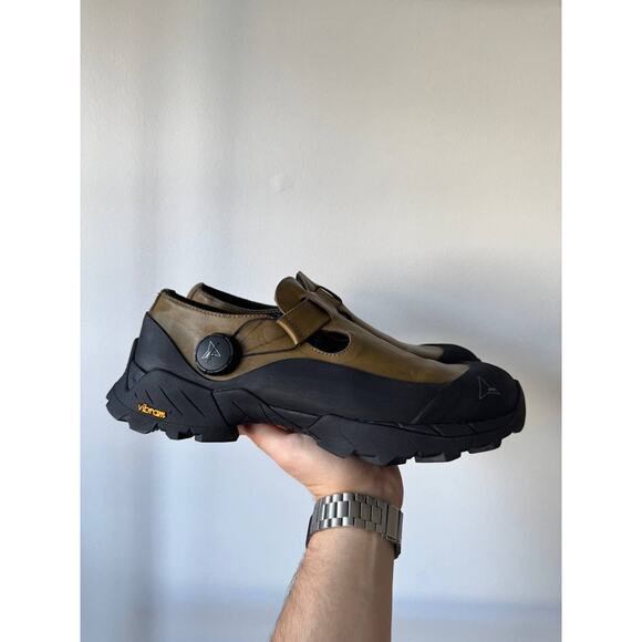 Roa Mary Jane Olive Leather Sneakers Shoes - Picture 2 of 8